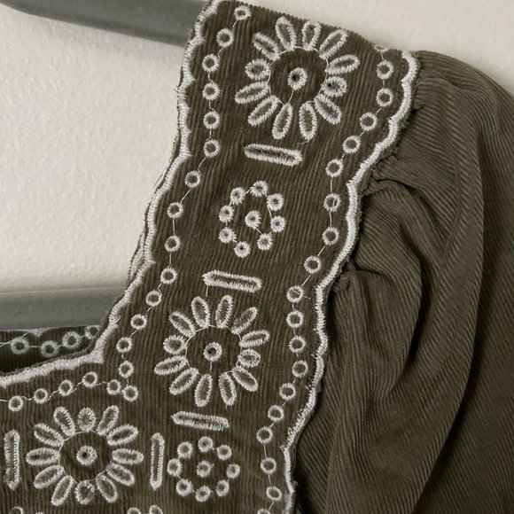 NWT Madewell Petite Embroidered Corduroy Square-Neck Mini Dress - Picture 6 of 10